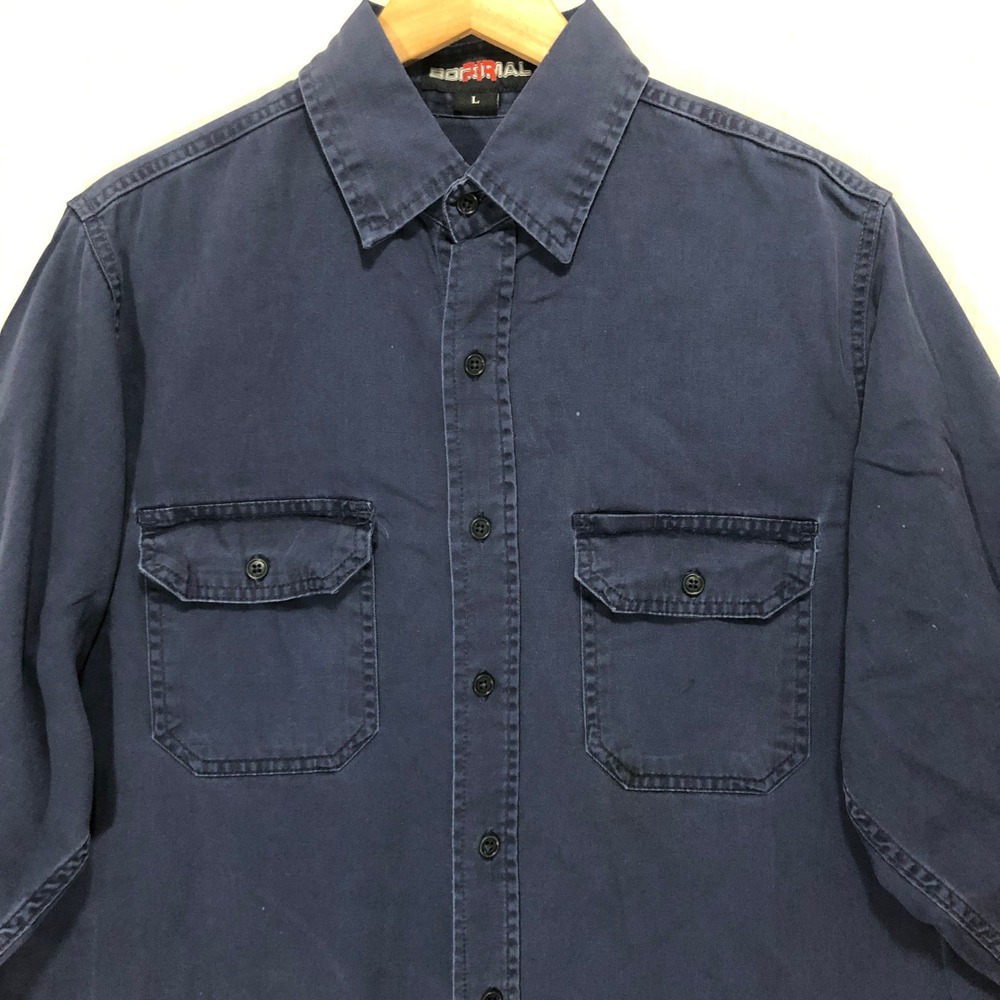 Bocomal Mens Navy Blue Flame Resistant FR Work Shirt NFPA 2112‎ Size Large